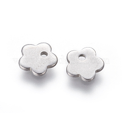 変色しにくい201ステンレススチールチャーム  花  ステンレス鋼色  7x7x1mm  穴：1.2mm&nbsp;STAS-L234-047B