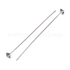 真鍮製マイクロパヴェキュービックジルコニアスタッドピアスパーツ  プラチナ  ブルー  3mm  ピン：0.6x44mm&nbsp;CU-CBA4618-01P-06