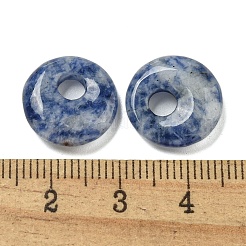 天然ブルースポットジャスパードーナツ/パイディスクチャーム  14~14.5x4mm  穴：4mm&nbsp;G-G142-02E