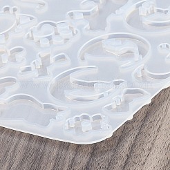 DIYペンダントシリコンモールド  レジン型  猫の形  ホワイト  134x120x4.5mm  穴：1.6mm  内径：14~44.5x8.5~47mm&nbsp;SIMO-P009-C01