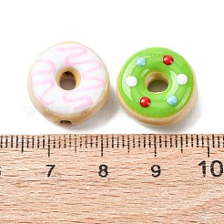手作りの磁器エナメルビーズ  手描きの陶器ビーズ  ドーナツ  光沢釉の磁器  ミックスカラー  14~16x7mm  穴：1.5mm&nbsp;PORC-K003-09I