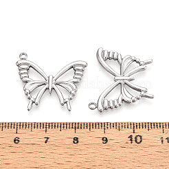 変色しない304ステンレススチールペンダント  蝶のチャーム  ステンレス鋼色  23x25.5x2mm  穴：1.8mm&nbsp;LS-STAS-E176-12P