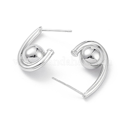 女性用ラックメッキ真鍮スタッドピアス  長持ちメッキ  鉛フリー＆カドミウムフリー  プラチナ  19x15x7.5mm  ピン：0.7mm&nbsp;EJEW-K245-28P