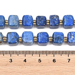天然石ラピスラズリビーズ連売り  キューブ  シードビーズで  8~8.5x8x7~8.5mm  穴：0.8mm  約39~40個/連  15.35~15.83''（39~40.2センチメートル）&nbsp;G-F832-A11-01