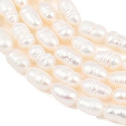 天然養殖淡水パールビーズ連売り  ライス  グレードA +  パパイヤホイップ  3~4mm  穴：0.4mm  約62~80個/連  14.37~14.57''（36.5~37センチメートル）&nbsp;PEAR-F020-08