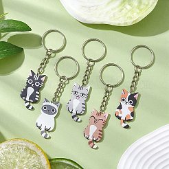 猫のアクリルキーホルダー  鉄のリング付き  ミックスカラー  9.2~9.35cm&nbsp;KEYC-JKC00812