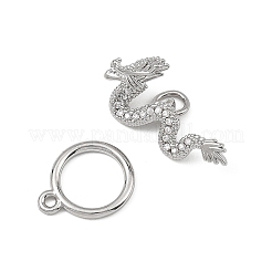シェグレース ドラゴン ブラス マイクロパヴェ クリアキュービックジルコニア マンテル  鉛フリー＆カドミウムフリー＆ニッケルフリー  プラチナ  リング：15x12x1.5mm、ドラゴン：11x22x5mm&nbsp;XGRQ58413-788P