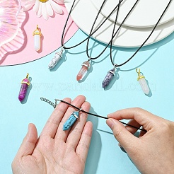 DIY 弾丸天然 & 合成アクセサリーネックレス ジュエリー製作キット  ワックスコードネックレス付き  36~40x12mm  穴：3x4mm&nbsp;DIY-YW0012-32