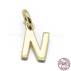 925スターリングシルバーチャーム  文字L  18KGP本金メッキ  文字.n  9x5.5x0.5mm  穴：3mm&nbsp;STER-E064-02N-G