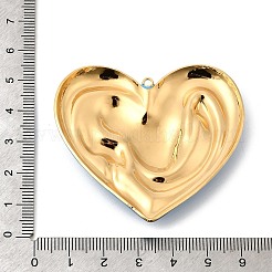 304ステンレススチール製ビッグペンダント  エナメル  ハートチャーム  ゴールドカラー  ディープスカイブルー  52x56.5x6mm  穴：2mm&nbsp;STAS-C162-03G
