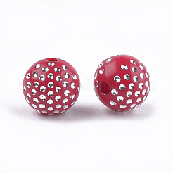 メッキアクリルビーズ  ライン入り  ラウンド  ミックスカラー  8mm  穴：2mm  約1800個/500g&nbsp;PACR-T006-03A