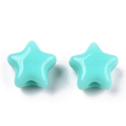 不透明なアクリルビーズ  スター  ターコイズ  9x9.5x5.5mm  穴：2.5mm  約2050個/500g&nbsp;MACR-T047-01-20