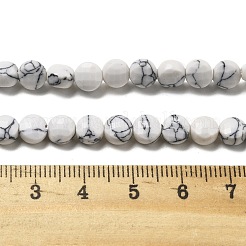 合成ハウライトビーズ連売り  ファセットスクエアカットコインビーズ  フラットラウンド  6~7.5x4mm  穴：1mm  約64~66個/連  15.16~15.63インチ（38.5~39.7cm）&nbsp;G-C179-A6mm-19