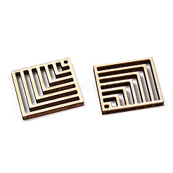 無染色の天然ポプラ材ペンダント  中空ひし形チャーム  バリーウッド  37.5x36x2.5mm  穴：1.6mm&nbsp;WOOD-TAC0002-39