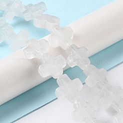 天然石クオーツクリスタルビーズ連売り  ロッククリスタルビーズ  クロス  13~13.5x12.5~13.5x4~5mm  穴：1mm  約18個/連  9.21''（23.4センチメートル）&nbsp;G-M418-B11-01