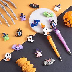 ハロウィーンシリコンフォーカルビーズ12スタイル4個  魔女と幽霊  ミックスカラー  31x26.5x8.5mm  穴：2.5mm&nbsp;JX753A
