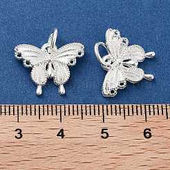 合金ペンダント  丸カン付き  蝶のチャーム  銀  13x17x2mm  穴：4mm&nbsp;ENAM-M008-19S