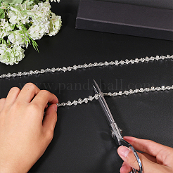 3.7mの花ガラスラインストーンと鉄カップチェーン  銀  10x4mm&nbsp;DIY-GL0006-10