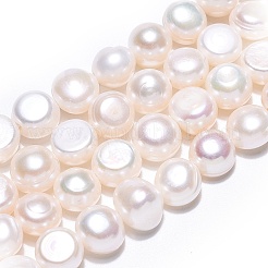 天然養殖淡水パールビーズ連売り  研磨両側  乳白色  7~8x7~8.5x4~7mm  穴：0.7mm  約24~27個/連  6.89~7.28''（17.5~18.5センチメートル）&nbsp;PEAR-N014-07J-02