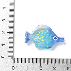 透明樹脂ペンダント  魚のチャーム  ブルー  19x29.5x7mm  穴：1.5mm&nbsp;RE-CBA098D-01C