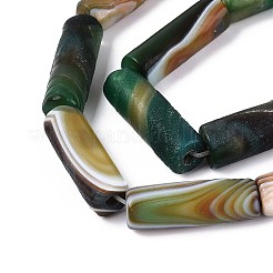 天然石瑪瑙ビーズ連売り  染め＆加熱  艶消し  コラム  グリーン  26~29x9~11.5mm  穴：2.5~4mm  約10個/連  11.02~11.42インチ（28~29cm）&nbsp;G-N357-05A-02