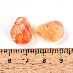 透明なアクリルビーズ  ナゲット  ツートン  ダークオレンジ  16.5x13x10mm  穴：1.6mm  約18個/20g&nbsp;X1-TACR-T028-44E