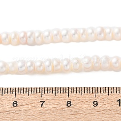 天然養殖淡水パールビーズ連売り  グレード4a++  ロンデル  桃パフ  5~5.5mm  穴：0.7mm  約113個/連  15.04インチ（38.2cm）&nbsp;PEAR-I007-02E-02B