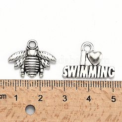 合金のチベット風チャーム  DIYのジュエリーには  混合図形  アンティークシルバー  7~15x7~15x3~4mm  穴：1~2mm&nbsp;TIBEP-X0005-01-AS
