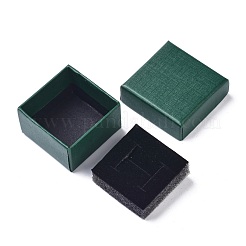 紙のアクセサリー箱  黒いスポンジを使って  イヤリングとリング用  正方形  グリーン  5.1x5.1x3.15cm&nbsp;CON-C007-03A-01
