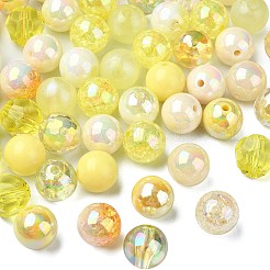 不透明＆透明アクリルビーズ100個  ラウンド  きいろ  15~16mm  穴：2mm&nbsp;MACR-CJ0002-09A