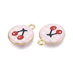 プリント合金ペンダント  ラックめっき  平らで丸くて陽気なチャーム  カドミウムフリー＆ニッケルフリー＆鉛フリー  ゴールドカラー  クリムゾン  18x15x3.5mm  穴：1.8mm&nbsp;PALLOY-SZC0008-12B