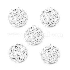 変色しない201ステンレススチールペンダント  中空  鳥と環  ステンレス鋼色  37x35x1mm  穴：1.4mm&nbsp;STAS-N090-LA932-1