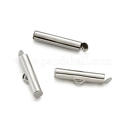 アイアン製チューブ型スライド式コードエンド紐留めパーツ  スライダエンドキャップ  プラチナ  20x4mm  3.2mm内径&nbsp;IFIN-TA0001-15