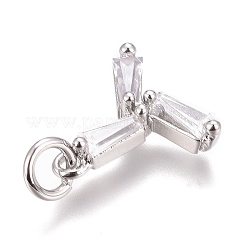 真鍮マイクロパヴェクリアキュービックジルコニアチャーム  長持ちメッキ  プラチナメッキ  10x9x3mm  穴：2mm&nbsp;ZIRC-O035-29P