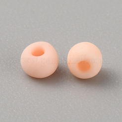 不透明な8/0ガラスシードビーズ  丸い穴  つや消し色  ラウンド  桃パフ  3x2mm  穴：1mm  20 G /袋&nbsp;SEED-TAC0001-01A-07