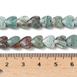 天然石クリソコラビーズ連売り  ハート  多面カット  8x8x3.5~4mm  穴：0.7mm  約25個/連  7.09''（18センチメートル）&nbsp;G-D316-B01