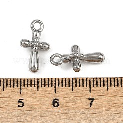 304ステンレスペンダント  クロスチャーム  変色防止  ステンレス鋼色  16x9x5mm  穴：1.8mm&nbsp;STAS-F317-17C-P
