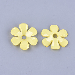 プラスチックビーズキャップのように不透明  6花びら  花  きいろ  33.5x31.5x6.5mm  穴：5.5mm  約350個/500g&nbsp;MACR-S365-06H