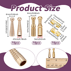 真鍮製ボロタイスライド留め具16個  合金エンドキャップ16個付き  ゴールドカラー  1.7x0.5x0.6cm  穴：2.5mm  内径：1.55x0.4のCM&nbsp;KK-NB0004-19