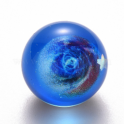 透明エポキシ樹脂ビーズ  両面宇宙銀河星空の夜  穴なし/ドリルなし  ラウンド  ドジャーブルー  20mm&nbsp;RESI-N024-007