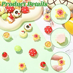 35個 7種類の不透明樹脂カボチョ  模造食品  混合図形  ミックスカラー  15.5~19.5x17~24.5x9.4~15mm  5個/スタイル&nbsp;RESI-CJ0005-08
