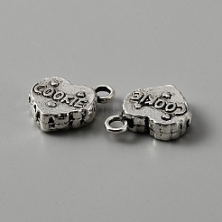合金のチベット風チャーム  ハートチャーム  ワードクッキー付き  アンティークシルバー  13x14x4mm  穴：2.5mm&nbsp;FIND-CJC0009-56