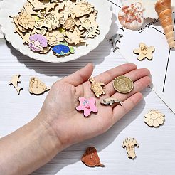 絵画アート用の未完成の空白の木製スライス50個。  焼き絵  家の装飾  トウモロコシの穂の黄色  イルカ  24.5~29.5x11~29x2.5mm&nbsp;WOOD-CJC0011-17B