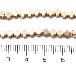 合成磁気無しヘマタイトビーズ連売り  クロス  ライトゴールドメッキ  4x3.5~4x2mm  穴：0.7mm  約101個/連  16.54''（42センチメートル）&nbsp;G-M095-D01-02KCG