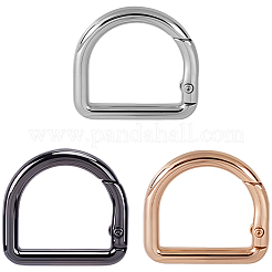 12 個 3 色合金スプリングゲートリング  D字型  ミックスカラー  30x27.5x4mm  穴：22x20mm  4個/カラー&nbsp;FIND-CN0002-48