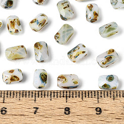焼付塗装ガラスシードビーズ  長方形  多面カット  古いレース  6.5~7x4~4.5x3.5~4mm  穴：0.9~1mm&nbsp;SEED-N011-04E