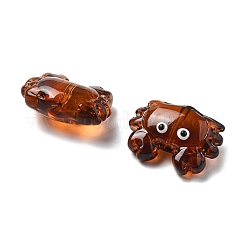 透明なガラスエナメルビーズ  カニ  ココナッツブラウン  15x21x8mm  穴：1.4mm&nbsp;LAMP-V001-08H