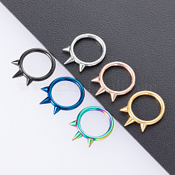 316l サージカルステンレス 3 スパイク軟骨ピアス  コーンフープノーズリング  ステンレス鋼色  13.5x10mm  ピン：1.2mm&nbsp;WG02E4B-01