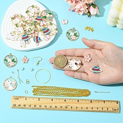 DIY 合金エナメル ウサギのイヤリング ジュエリー作りキット  ミックスカラー  3~30x3~30x0.5~3mm  穴：1.5~4.5mm&nbsp;DIY-YW0010-72