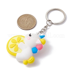 2 個 2 スタイル漫画ユニコーン PVC プラスチックキーホルダー  鉄のスプリットキーリング付き  カラフル  10.4~10.5cm  1個/スタイル&nbsp;KEYC-JKC00675